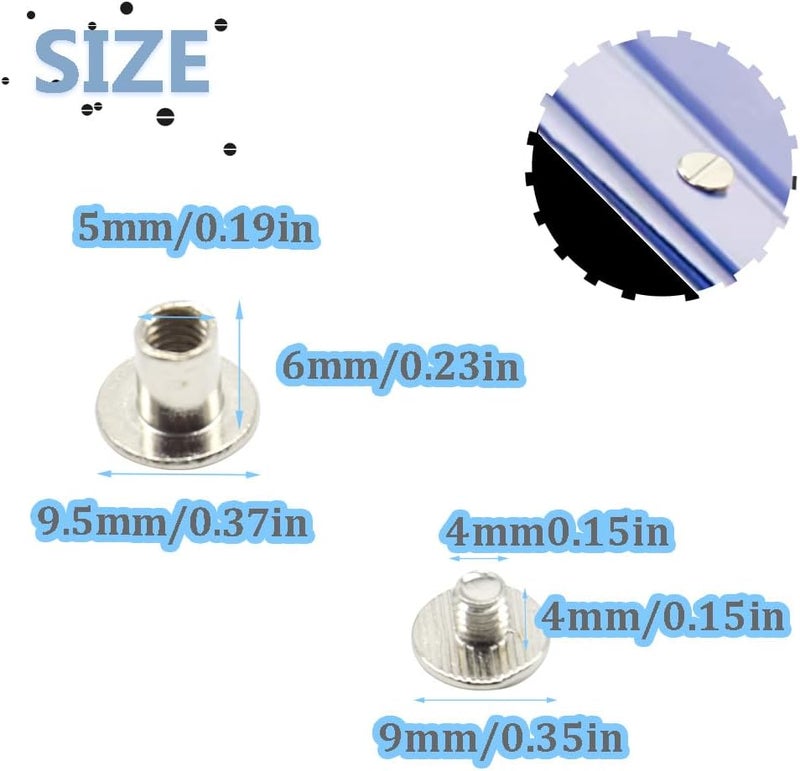 Ruidee 100Pcs/50Set Chicago Screws M5X6mm Book Binding Rivets Screw Posts Round Flat Head Stud Screw for DIY Leather Albums (DZBD/M5x6) - Image 2